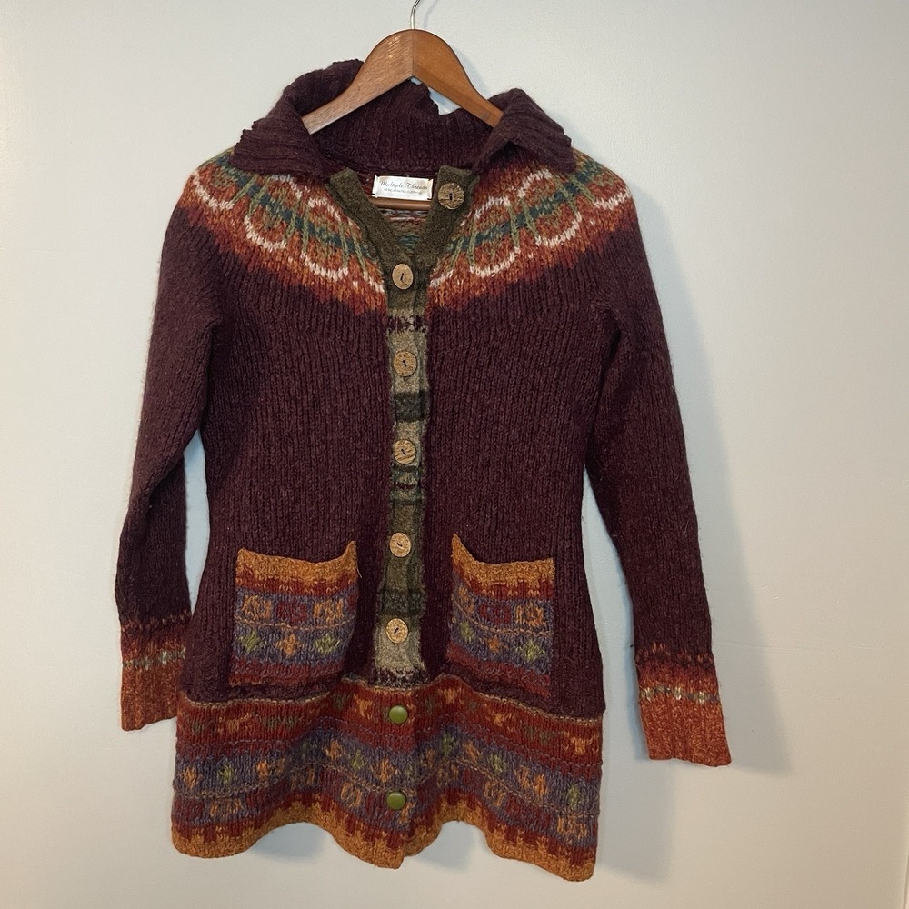 Multiple Threads‎ Wool Blend Cardigan Woman Small Nordic Fair Isle